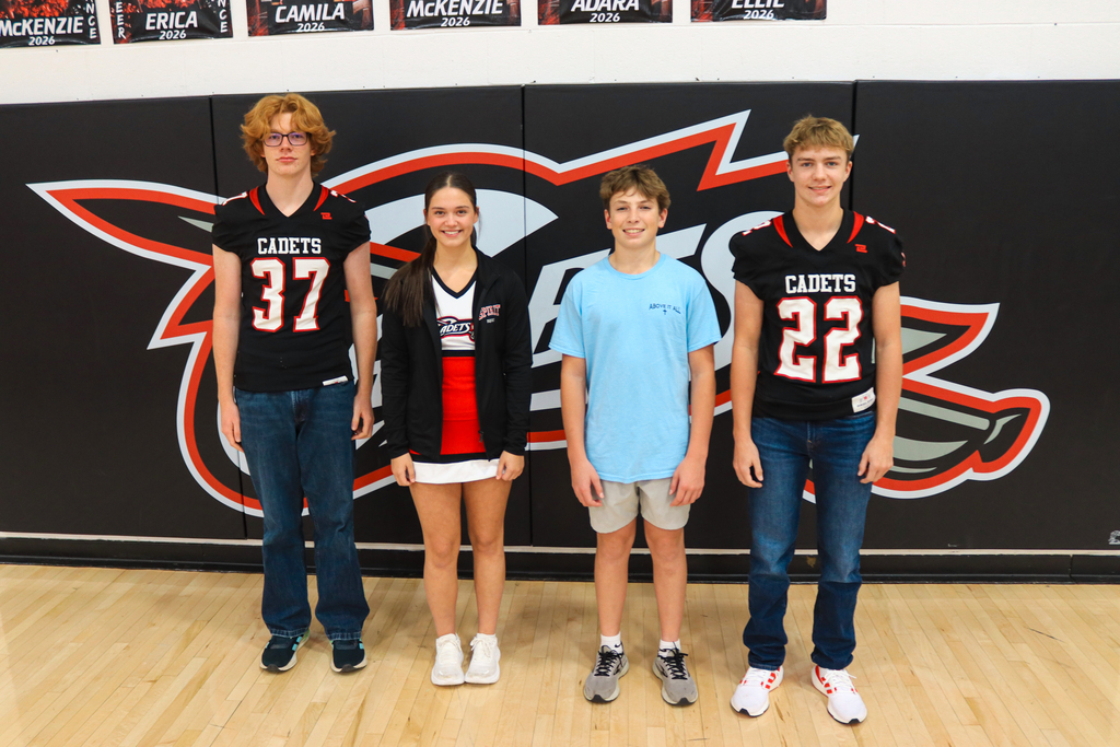 Congratulations to our 2026 Homecoming Class Representatives! These students were voted by their peers to represent the Classes of 2028, 2029, and 2030 at our Homecoming Coronation on Friday, October 9th! Juniors (2028): Falko Goetz Evelyn Sanchez (not pictured) Sophomores (2029): Elliette Knobbe Graidy Tusha Freshman (2030): Brennan Koch Stella Leeper (not pictured) #CadetPride⚔️
