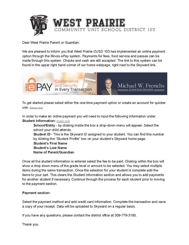 ePay online payment information
