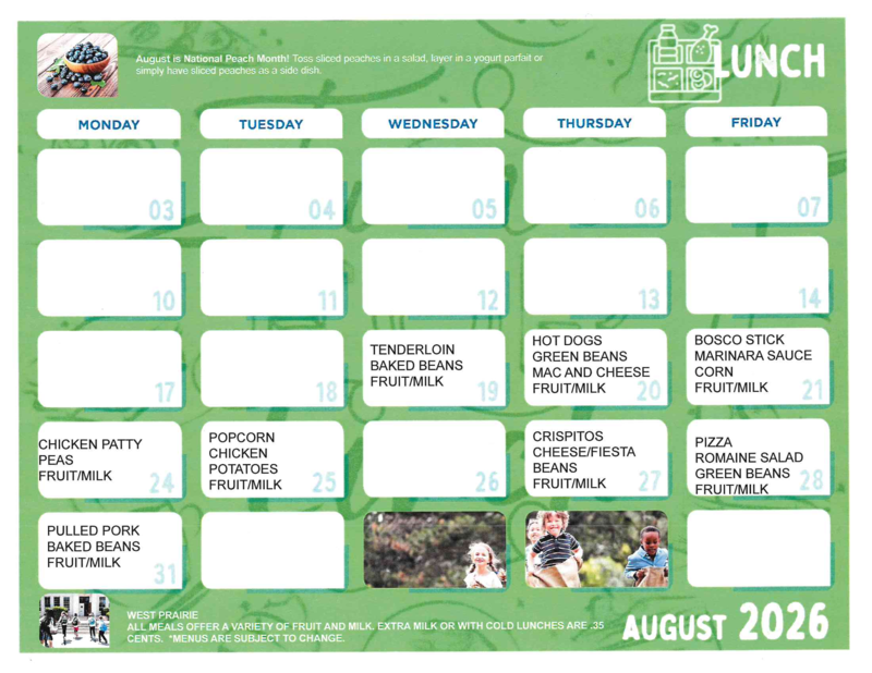 Lunch menu