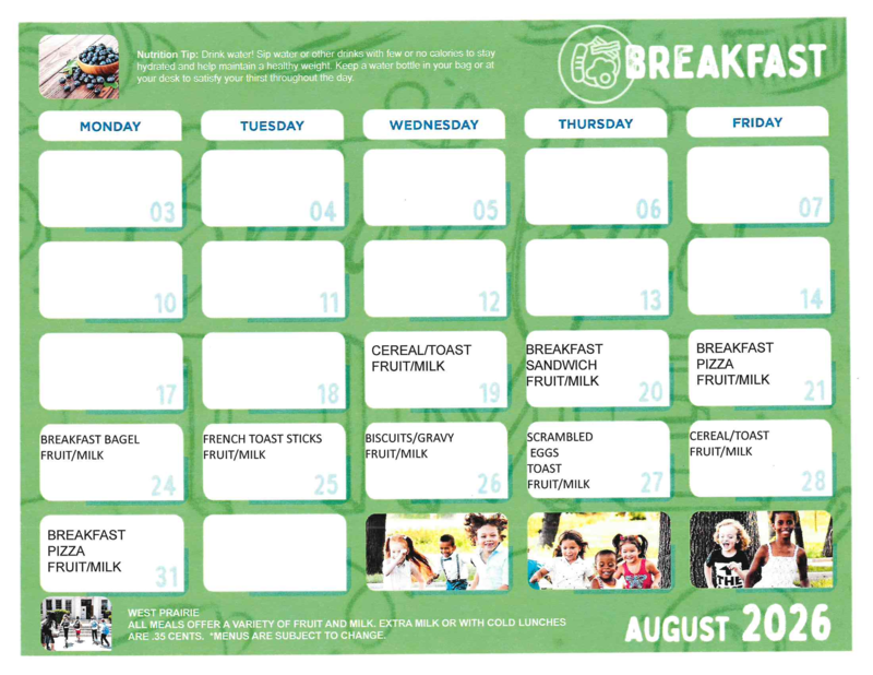 Breakfast menu