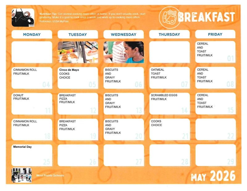 Breakfast menu