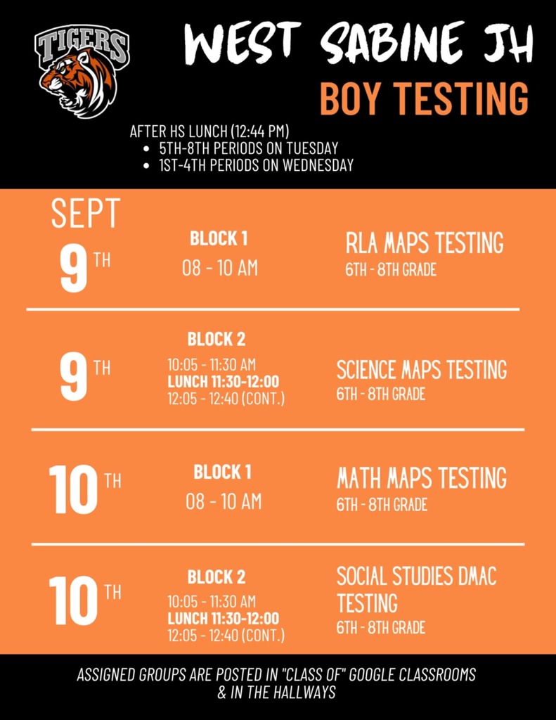 JH and HS BOY Testing