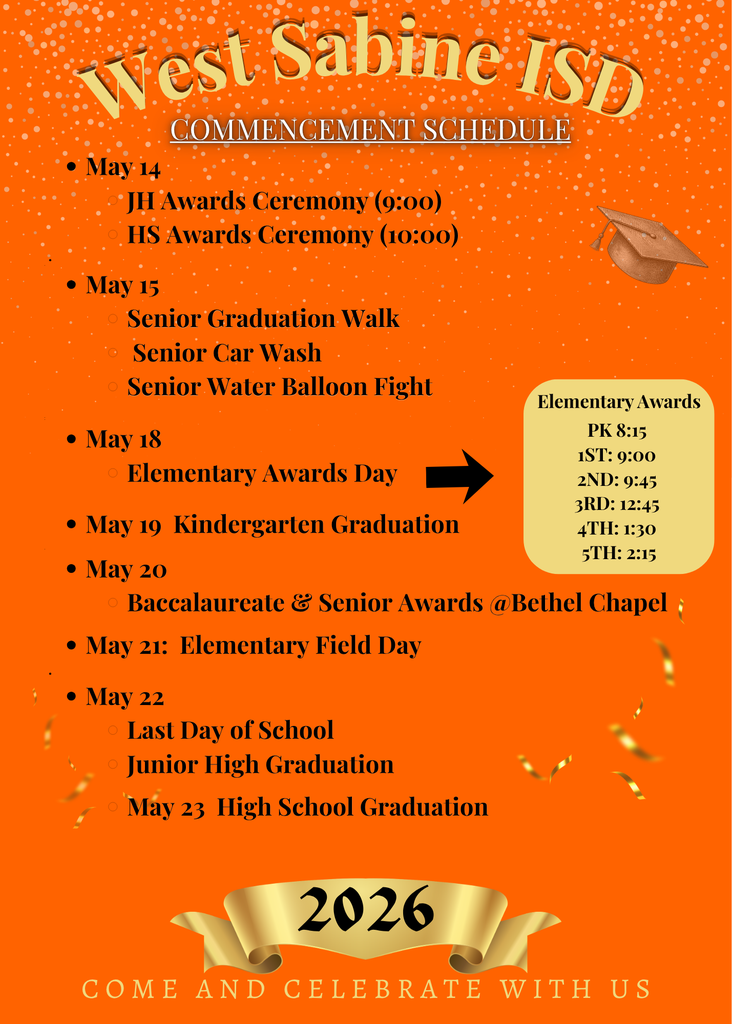 2026 Commencement Schedule