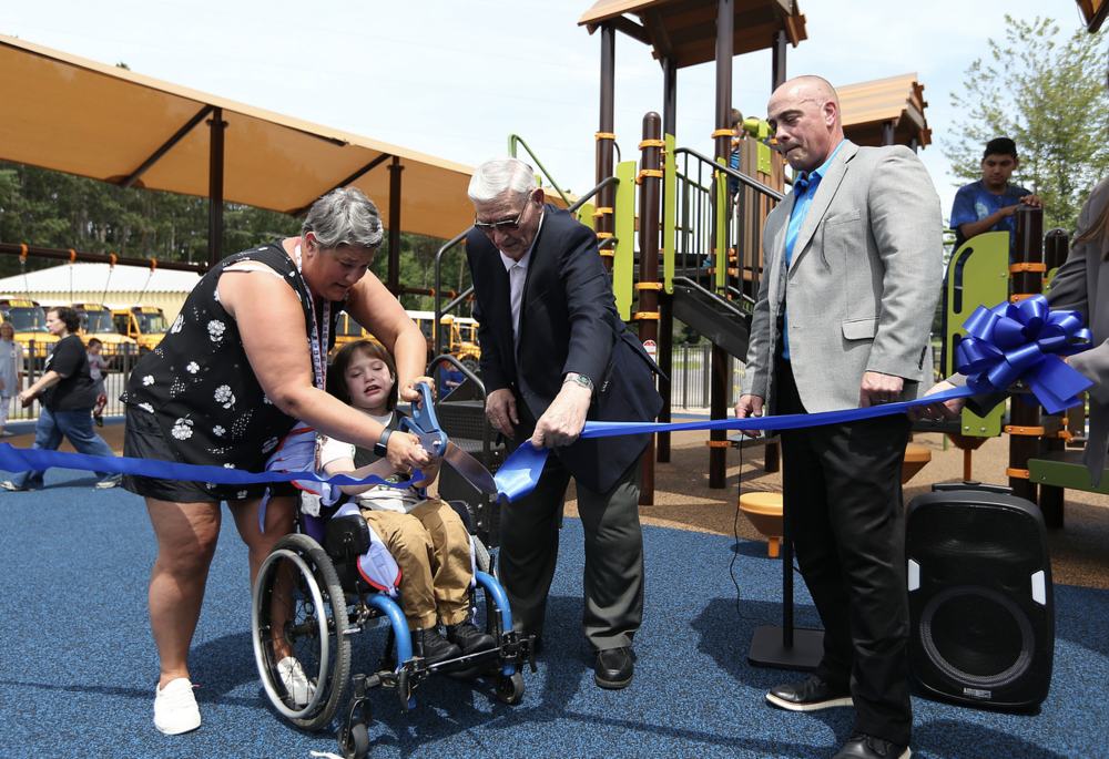 Ribbon cutting on the new playground