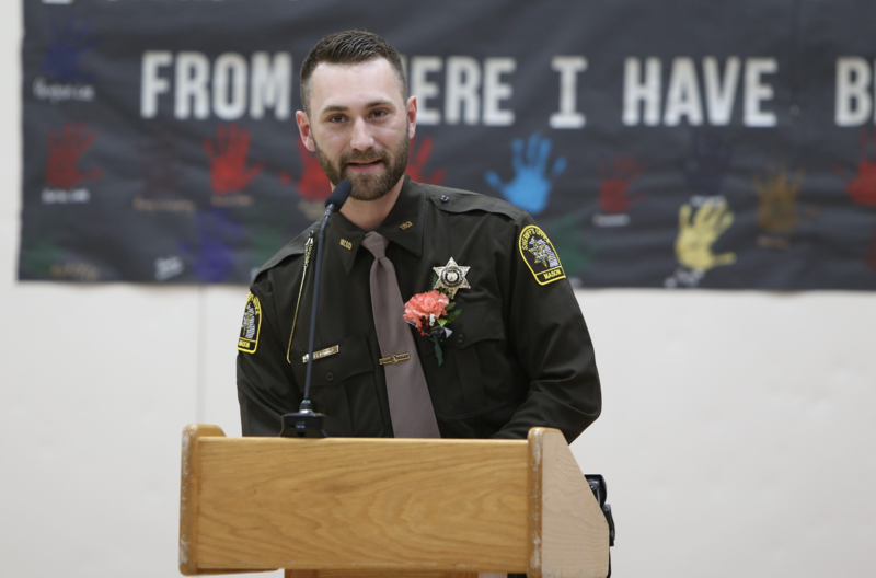 Deputy Jake Lesinski giving the commencement  speech 
