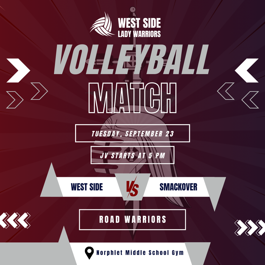 Road volleyball game today vs Smackover at Norphlet Middle School Gym