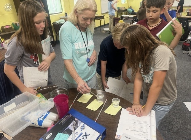 Students with their experiment.