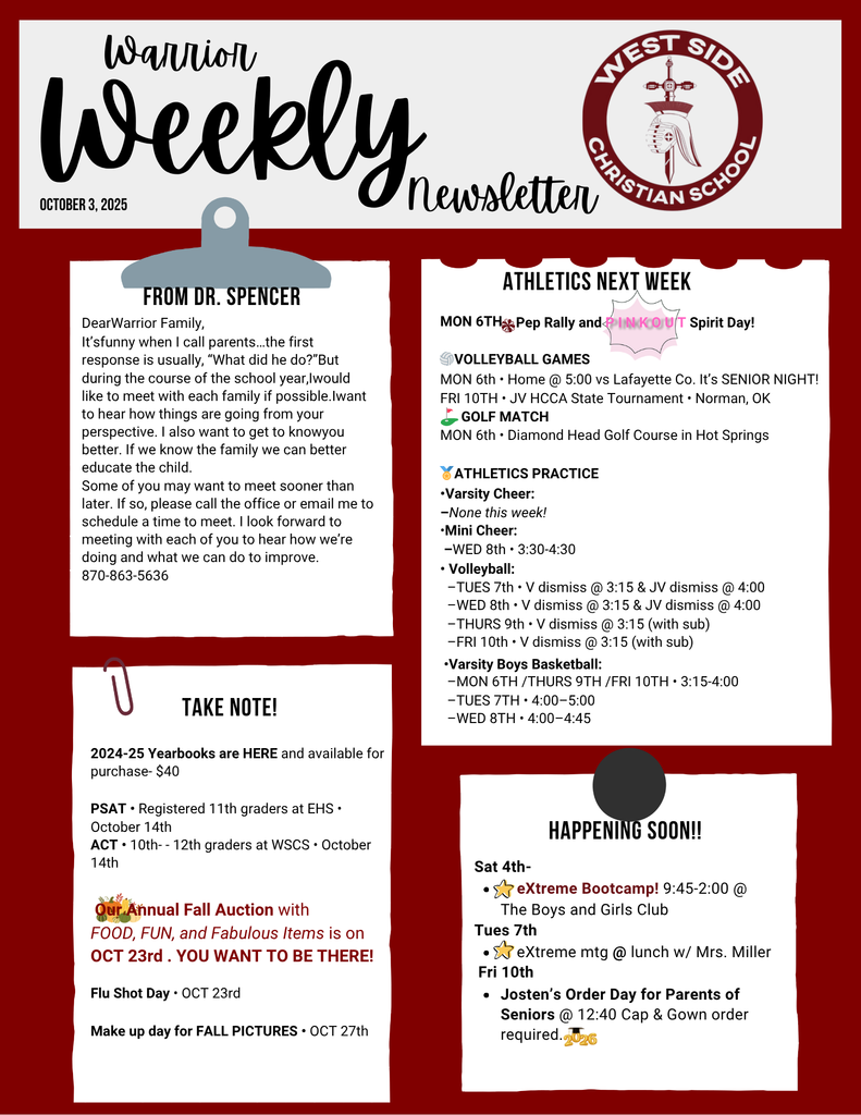 Warrior Weekly Newsletter