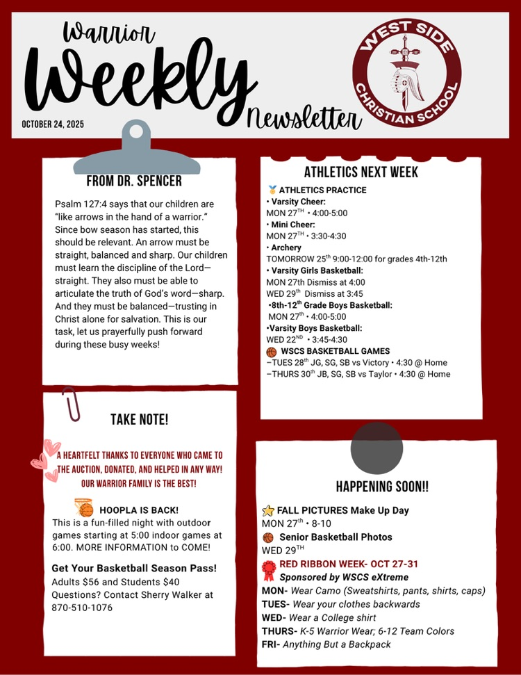 Warrior weekly newsletter