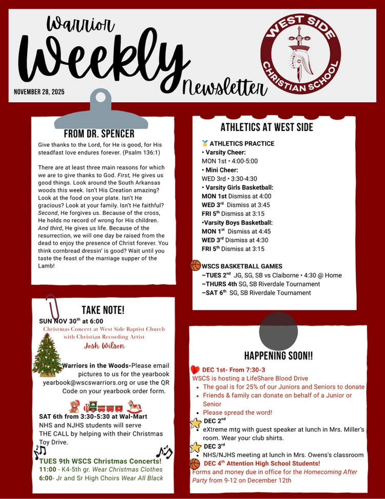 Warrior Weekly Newsletter