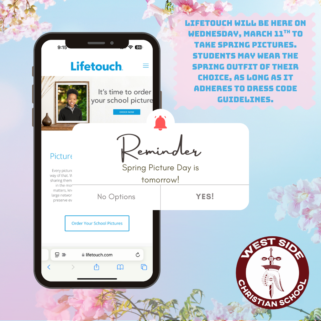 Picture day is tomorrow, March 11th