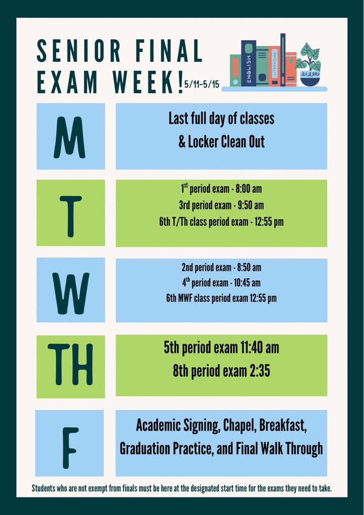 exam schedule