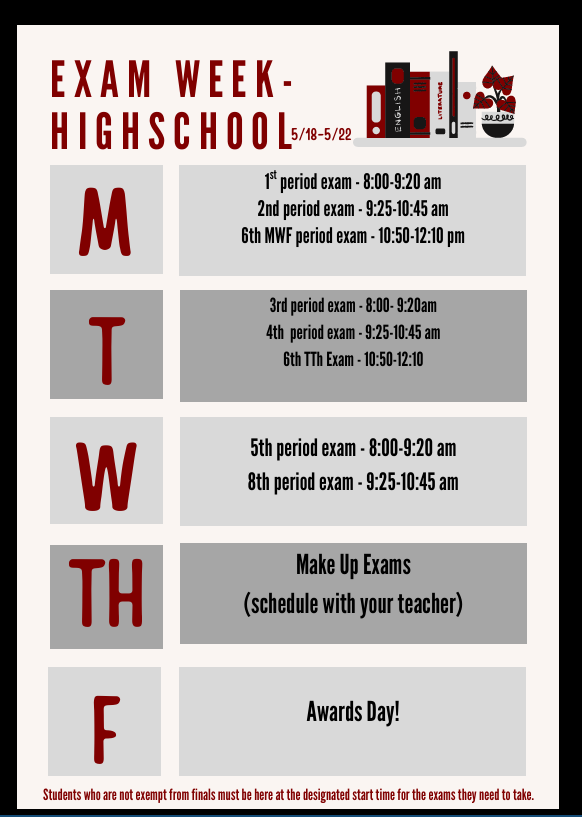 Sr high exams