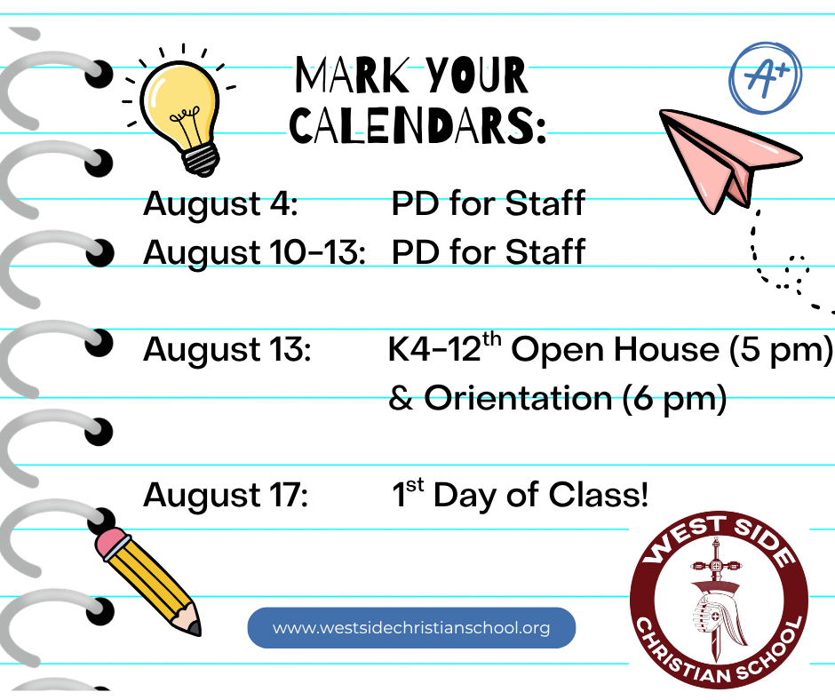 Mark Your Calendars with August dates