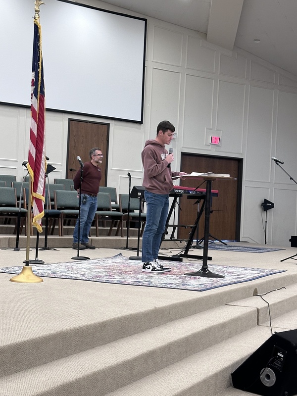 Micah Wake reading the Declaration of Independence