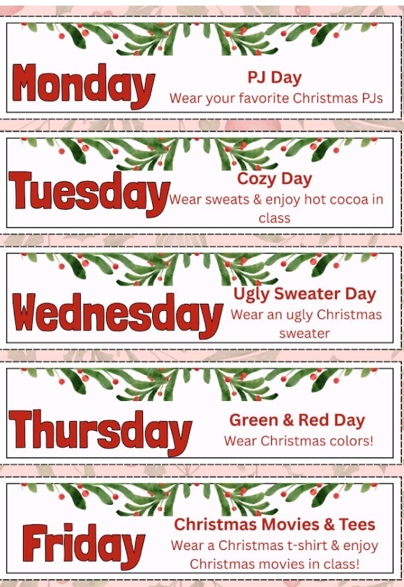 West Side High School Christmas Dress Up Days