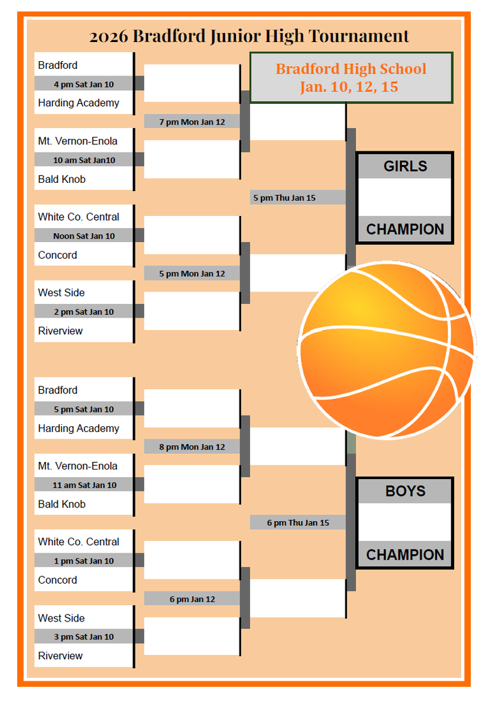 Jr. Girls play 2 pm Sat at Bradford, boys play at 3 pm Saturday at Bradford
