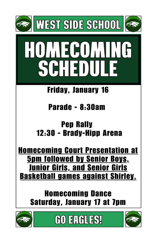 Homecoming Schedule of Events