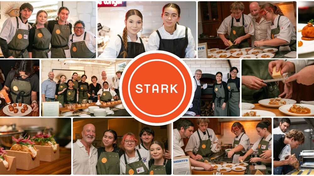 Images of students in aprons learning from industry professionals