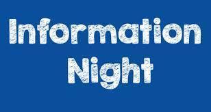 Information Night Text with blue background