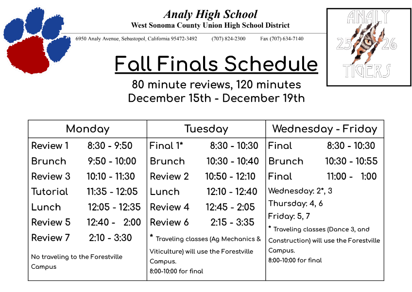 Final's Schedule