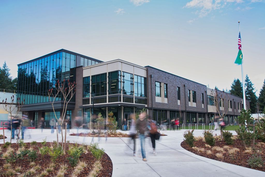 Students walking in blurred motion
