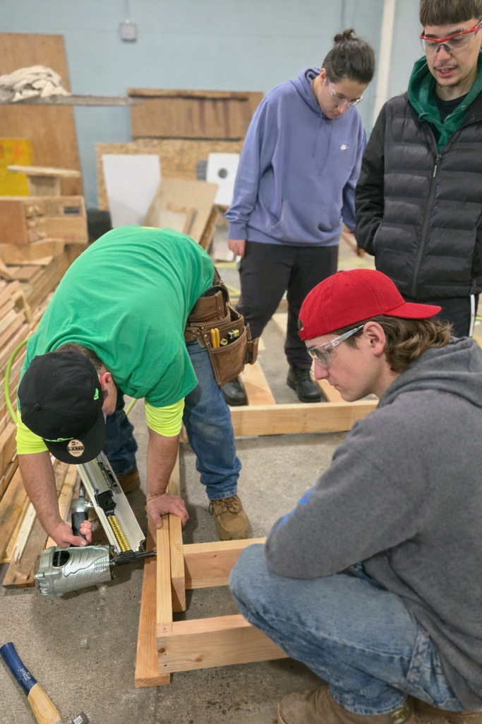 Students building walls