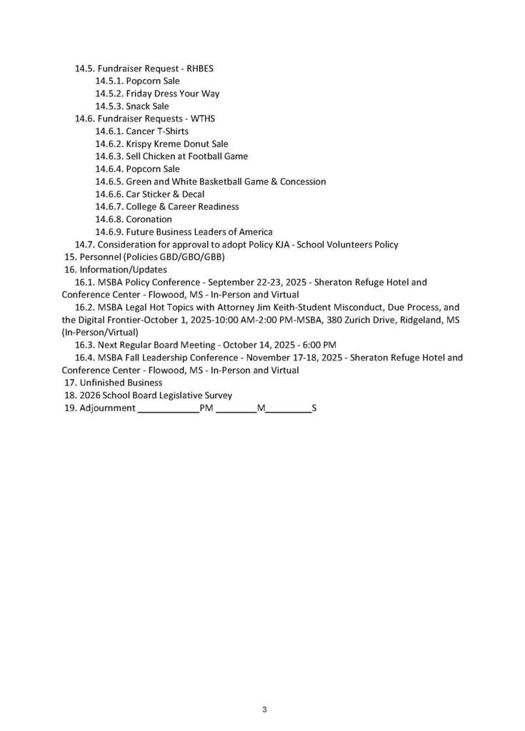 Board Meetings Notice