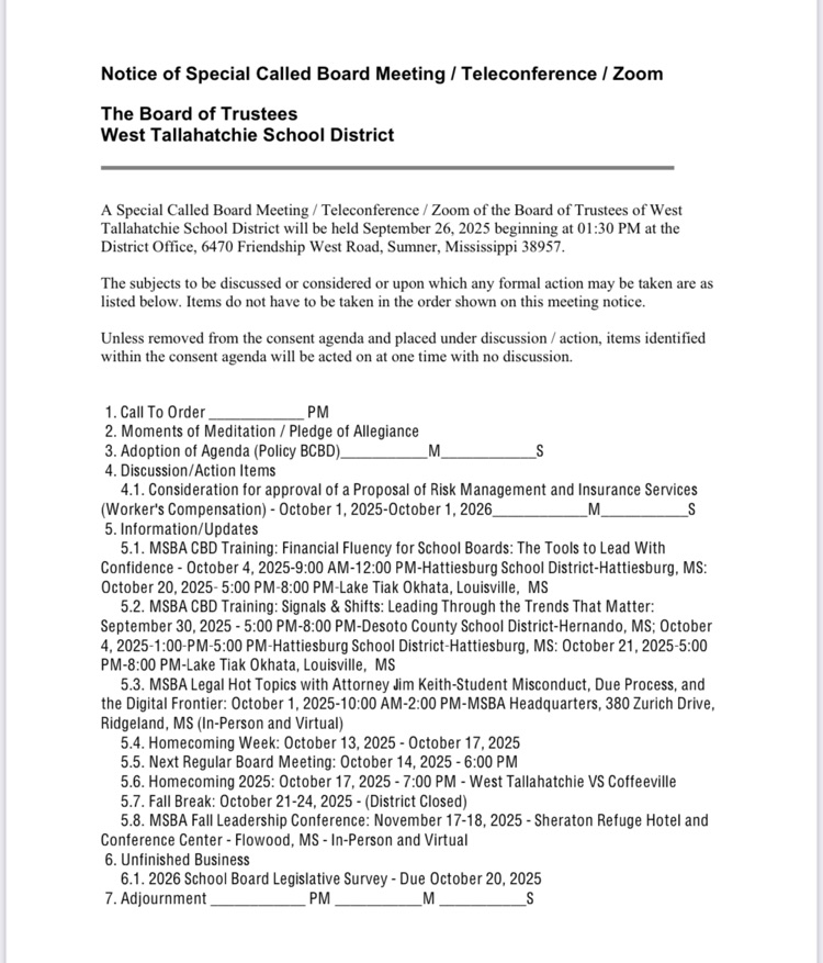 board meeting agenda