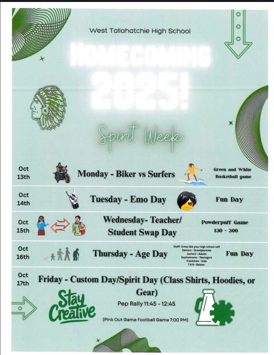 West Tally Spirit Week flyer