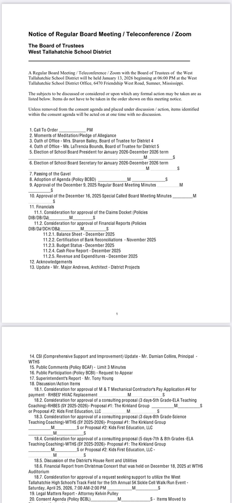 board meeting agenda 