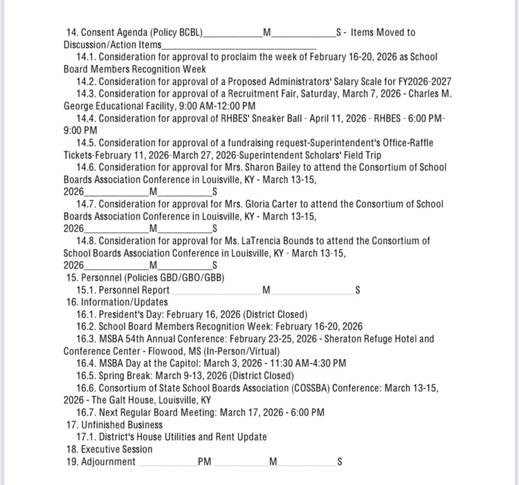 board meeting agenda 