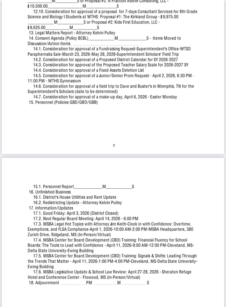 board meeting agenda 