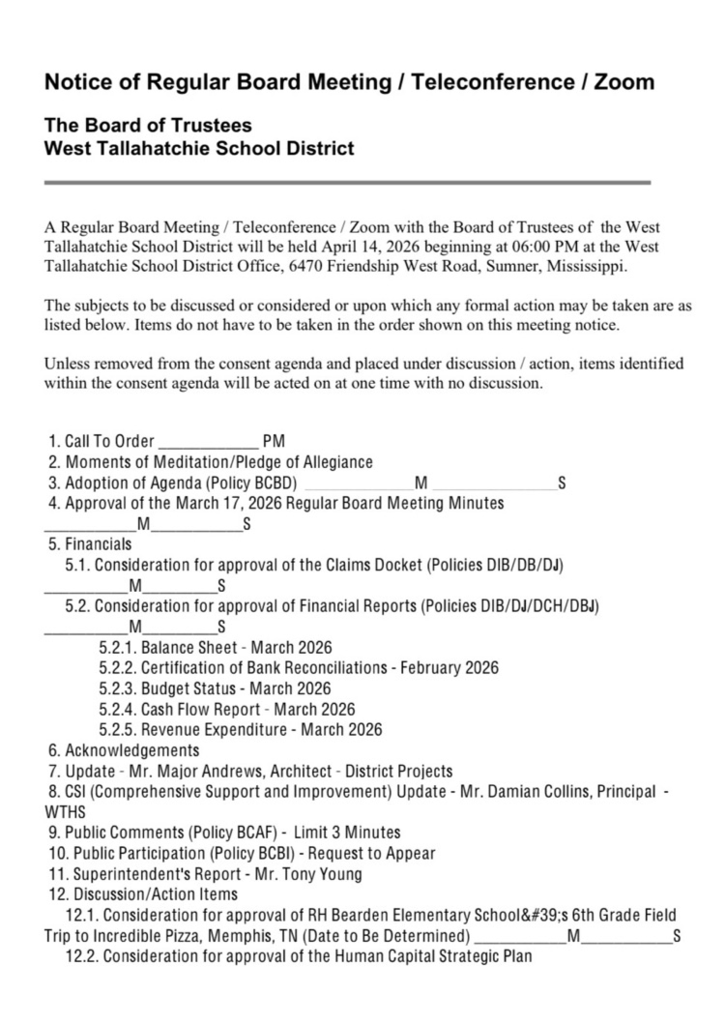 board meeting agenda 