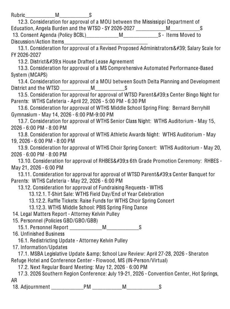 board meeting agenda 