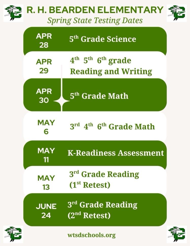 Bearden testing dates