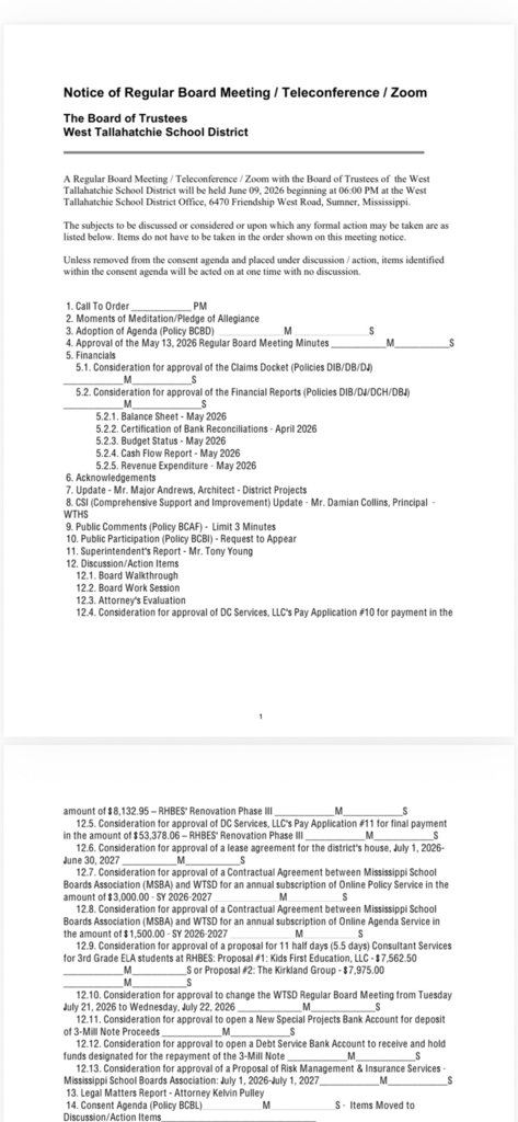 board meeting agenda 