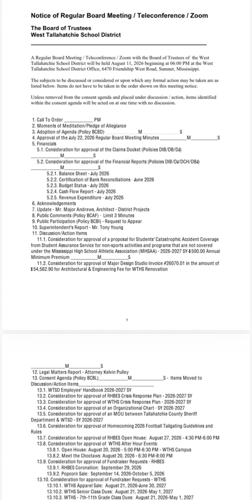 board meeting agenda 