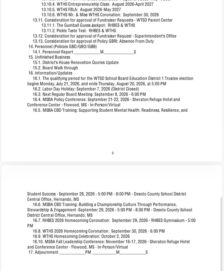 board meeting agenda 