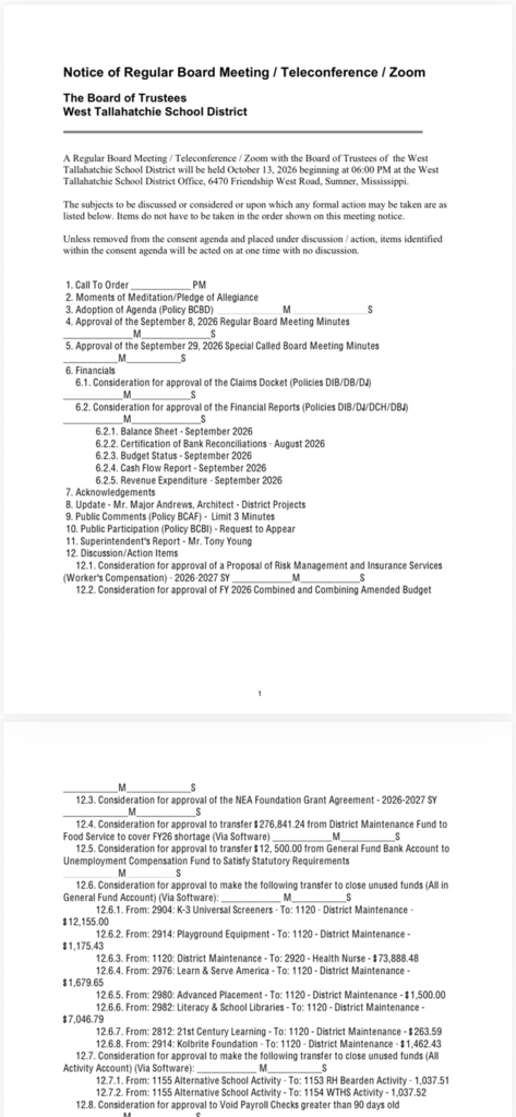 board meeting agenda 