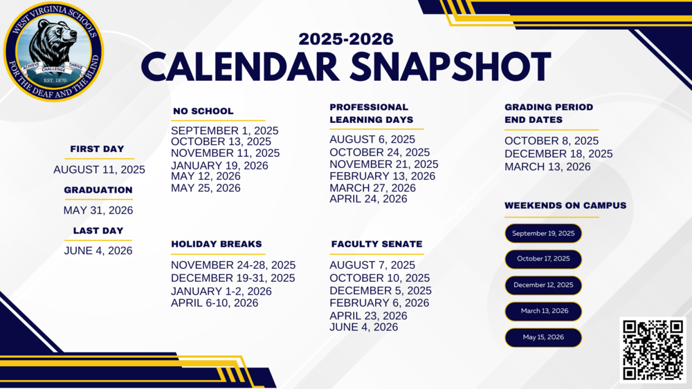 2025/2026 School Calendar Snapshot of Important Dates.