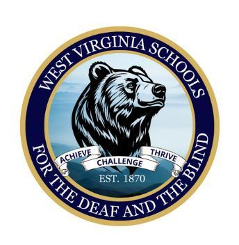 WVSDB School Logo w Bear in the Center and Achieve Challenge Thrive below