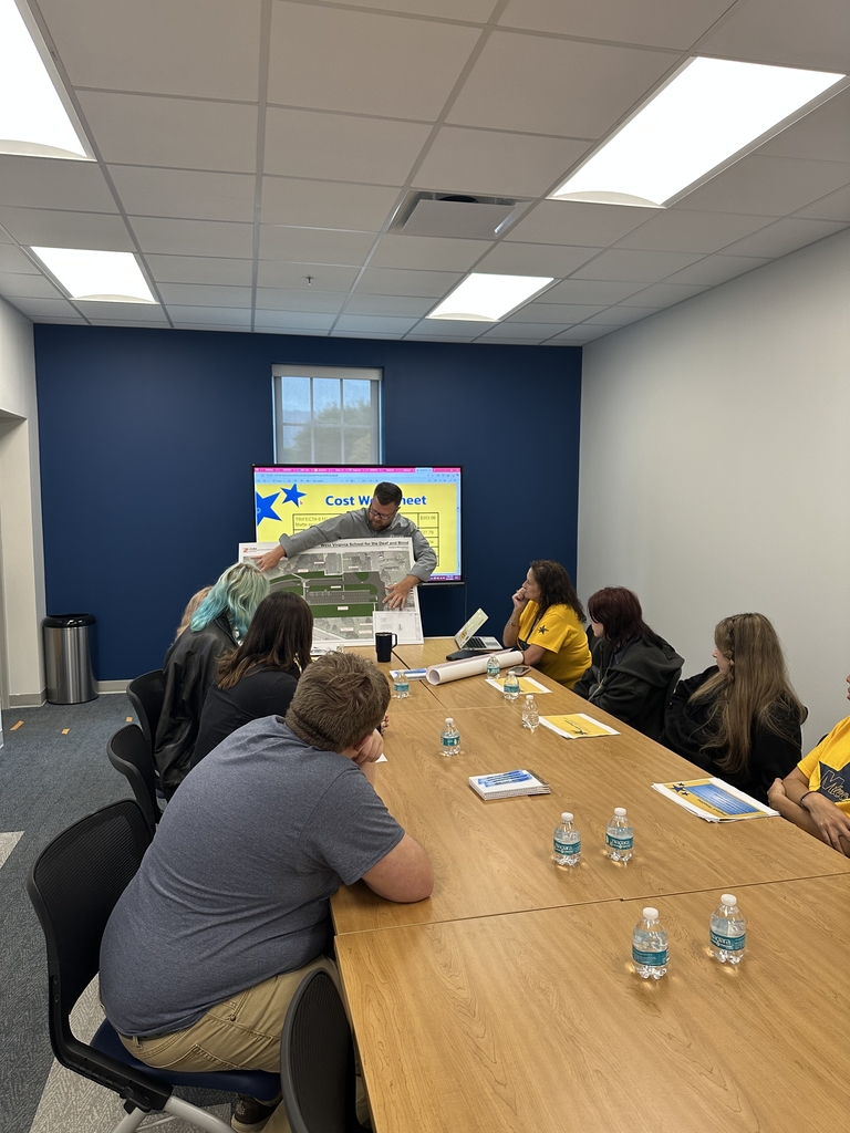 Superintendent Burch shows students a blueprint of the upcoming Memorial.