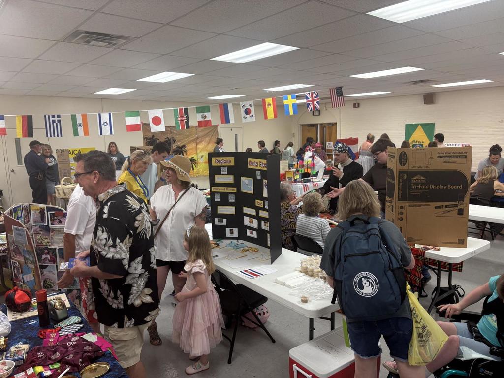 An overview of the event with informational tables set up.