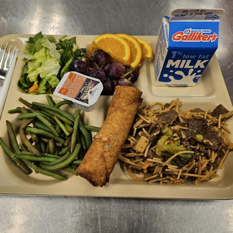 A meal tray featuring Asian cuisine.
