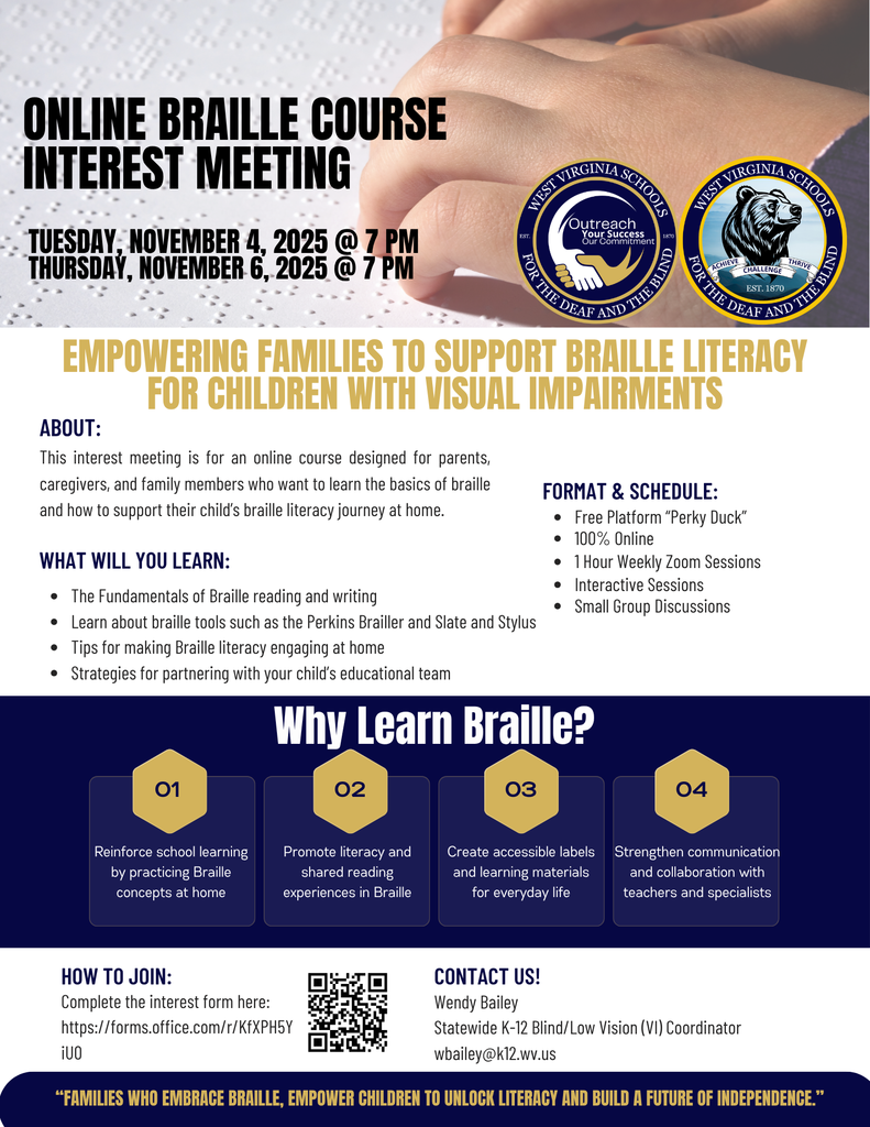 Online Braille Class Interest Flyer.