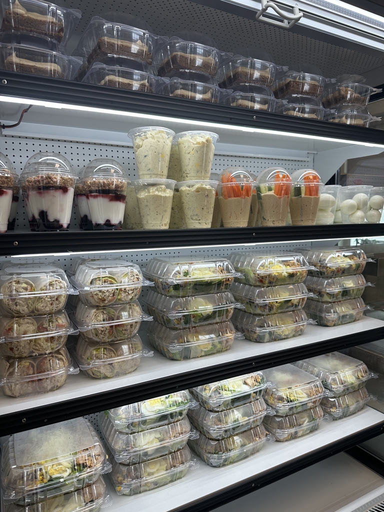 An overview of the items for sale in a refrigerator. 