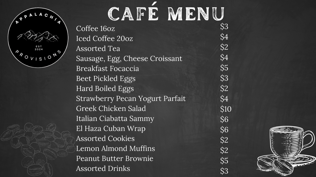 Cafe Menu. 