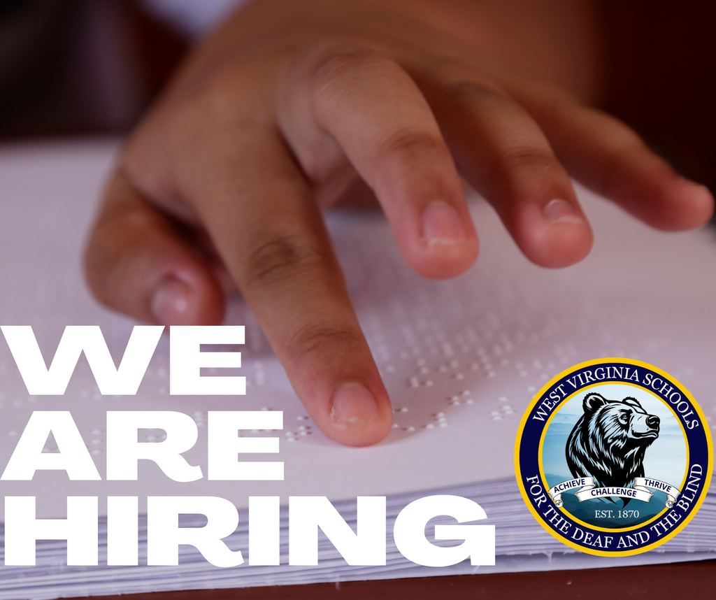 Braille embossed paper with logo and WE ARE HIRING  banner