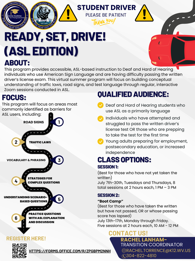 2026 ASL Drivers Education Course Flyer.